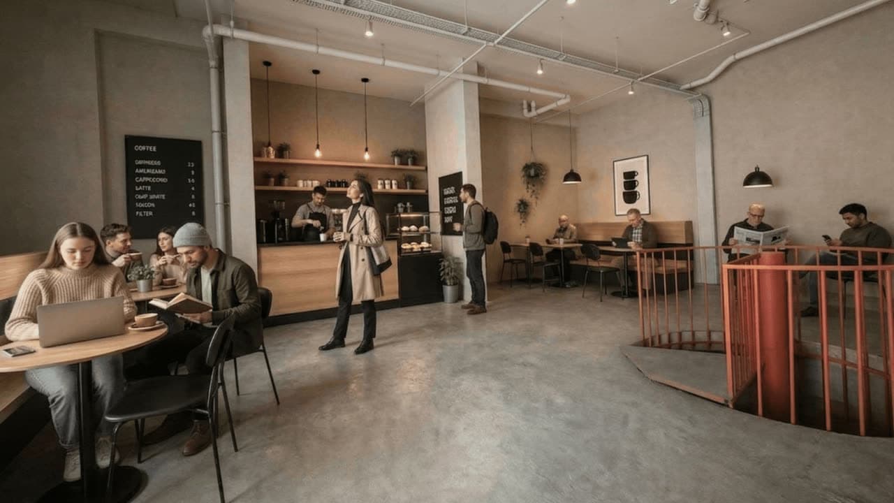 Ham teslim dükkanın kafe konseptine dönüşümü — önce/sonra