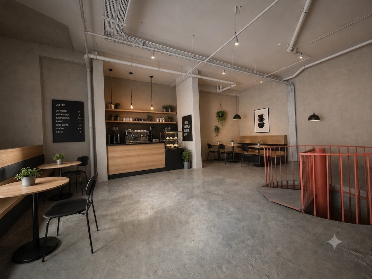 Dönüşüm sonrası kafe tasarımı